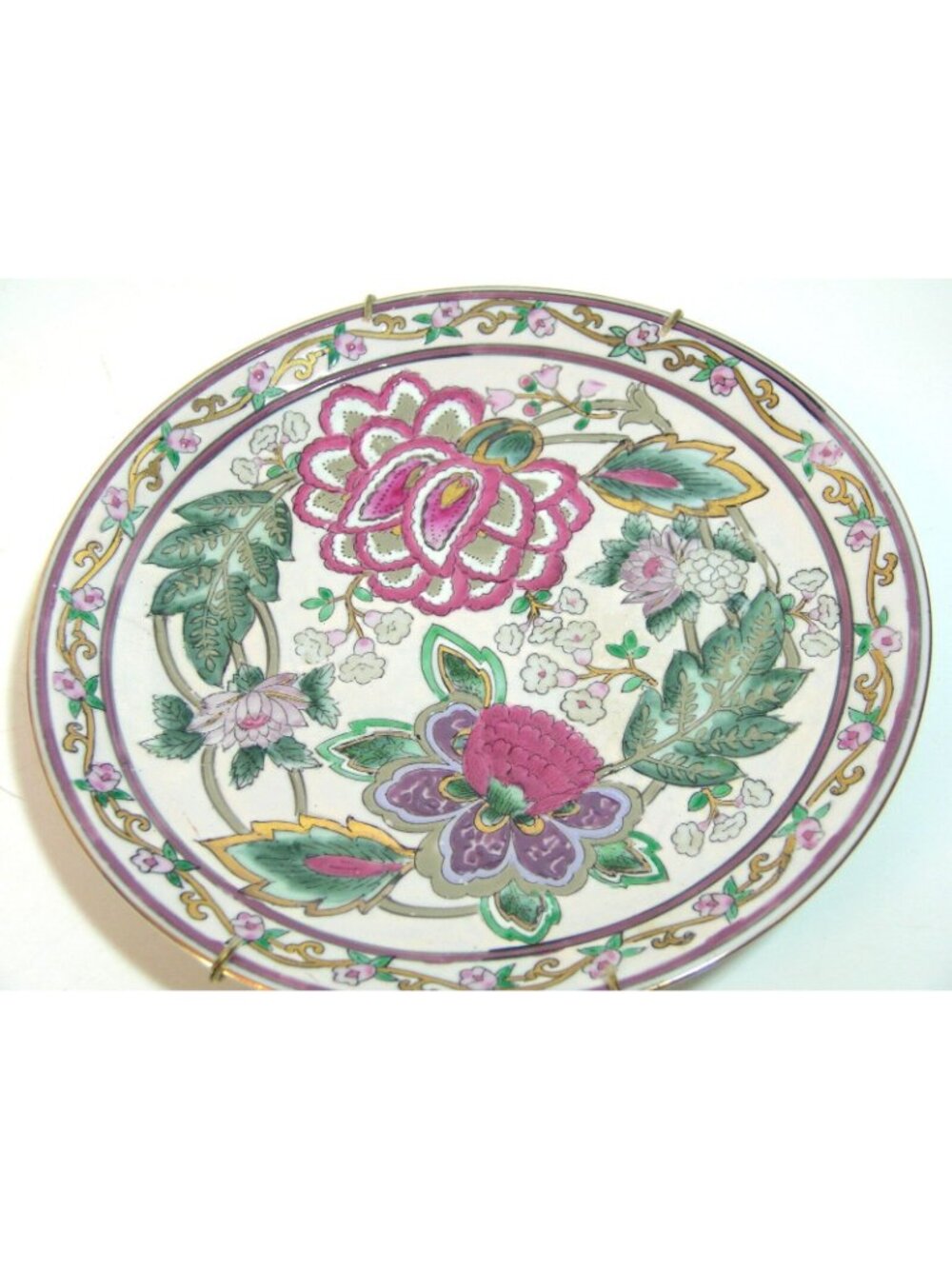 Oriental Floral Plates, Collection of Two, Traditional Decor - Picture 8 of 9